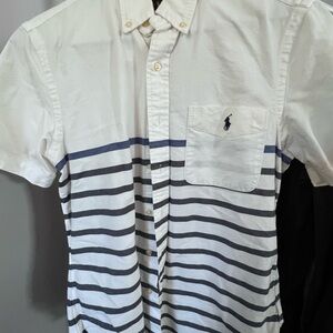 Ralph Lauren White and Blue Striped Men's Shirt